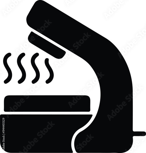 Minimal Hair Steamer Silhouette Beauty Salon Icon, Simple black silhouette illustration of a hair steamer device over a bowl, representing hair treatment, beauty salon equipment, and hair care therapy