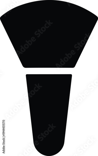 Minimal Makeup Brush Silhouette Beauty Tool Icon, Simple black silhouette illustration of a makeup brush used for powder or blush application, representing cosmetics and beauty routine.