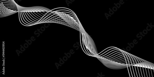 An abstract 3d blue wave background features a flowing digital design with gradient light lines and motion curves for a modern technology texture illustration template