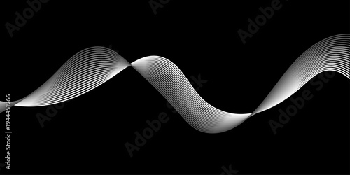 Abstract 3d smoke waves and futuristic light curves flow through a dark space background to create a liquid energy art illustration for a vector wallpaper design