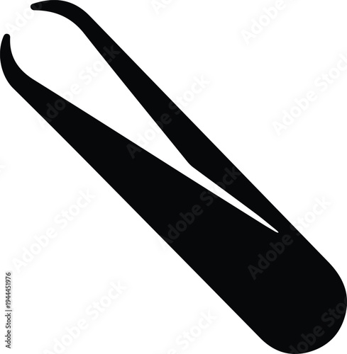 Minimal Tweezers Outline Beauty Tool Icon, Simple black line illustration of tweezers used for grooming, eyebrow shaping, and cosmetic beauty care tools.
