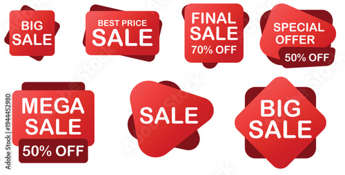 Set of Sale badges. Sale quality tags and labels. Template banner shopping badges. sale, discount, shop, black friday. Vector illustration.