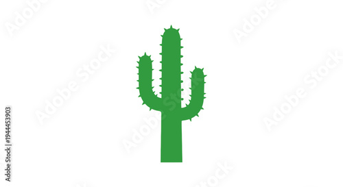 A simple green cartoon cactus illustration standing upright on a clean white background, depicting a desert plant.
