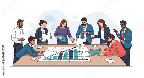 Business people in meeting discussion.