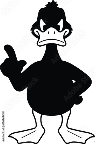 A stylized duck character giving a thumbs-up gesture with a confident expression