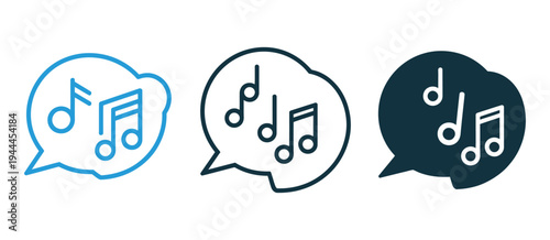 Blue Music Note Icon Vector, isolated tone and sound symbol on white background, music melody icon for audio design