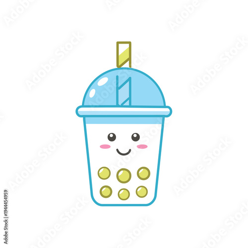 Cute Bubble Tea Cup Cartoon Icon