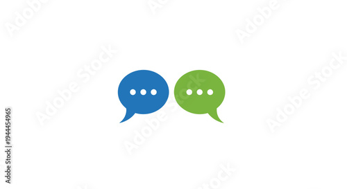 Blue and Green Speech Bubbles Side by Side.
