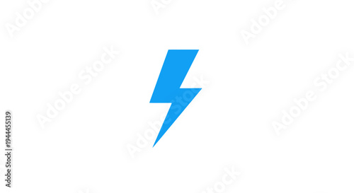 Blue Electric Lightning Bolt Icon Symbol.
