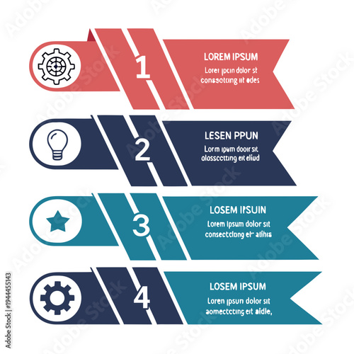Infographic template with four steps and business process