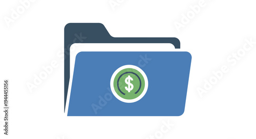 Blue Folder with Dollar Sign Icon.