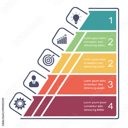 Infographic template with four steps and business process