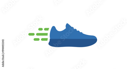 Blue Running Shoe with Motion Lines.