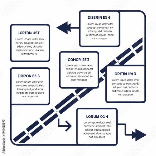 Infographic template with arrows and boxes diagram