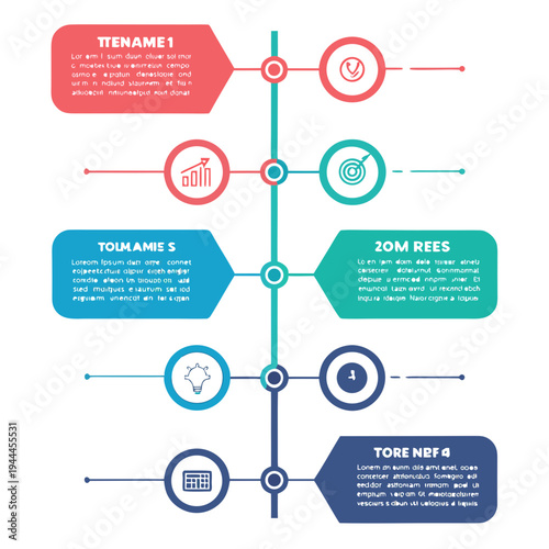 Infographic template with and text boxes business workflow