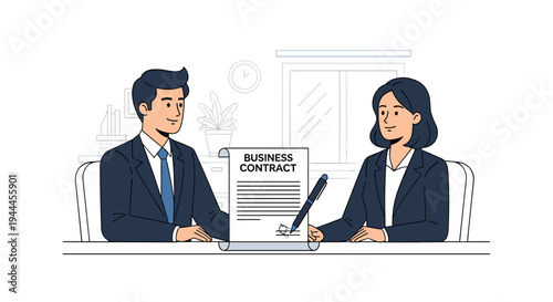 Business people signing a contract.