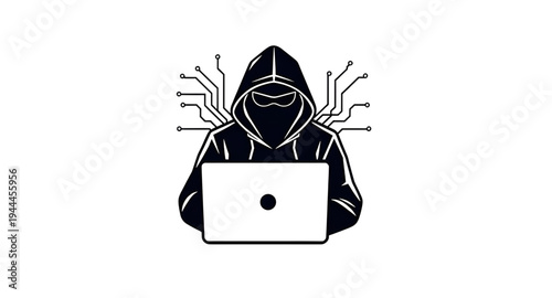 hacker silhouette icon vector illustration isolated on white background design, hooded hacker icon illustration for cybersecurity and hacking concept design, hacker silhouette vector icon for digital 