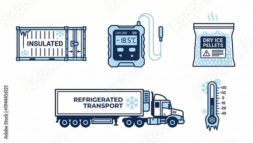 Set of 4 refrigerated transport icons vector