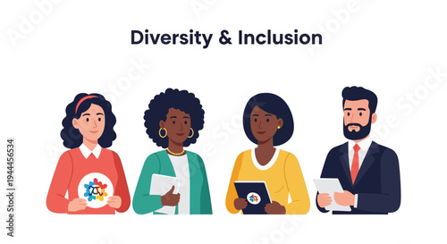 Diverse Business Professionals Illustrating Diversity and Inclusion Concept in a Collaborative Team Setting