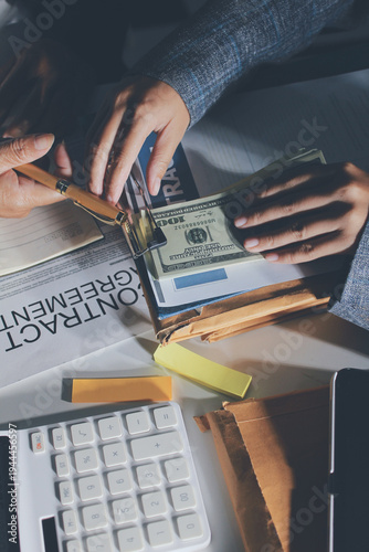 Businesswoman and Male lawyer or judge consult and conference having team meeting with client at law firm in office, Law and Legal services concept