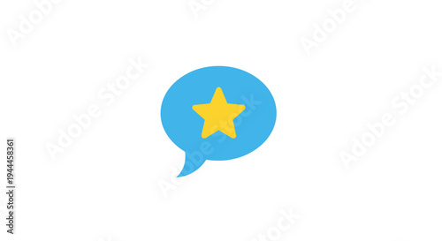 Blue speech bubble with star.