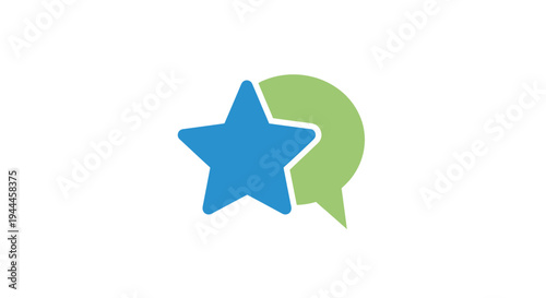 Blue star and green speech icon.