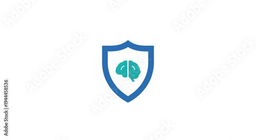 Brain Protection Shield Icon Symbol.