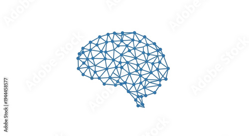 Brain made of blue connections lines.