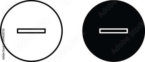 Minimalist minus sign in a circle in outline and solid versions represents subtraction