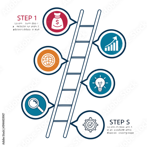 Ladder to success infographic diagram flowchart