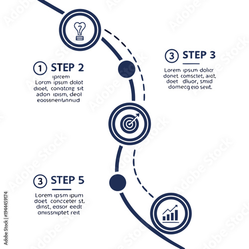 Infographic with Five Steps and business process workflow