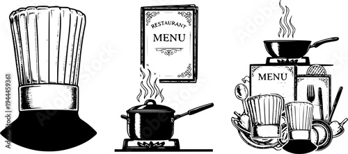 Cooking icon set vector. Culinary, restaurant, cuisine symbol or logo

