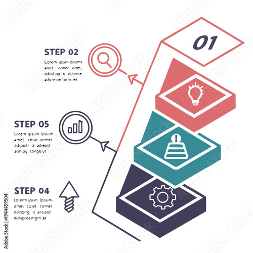 Infographic with five steps process workflow business