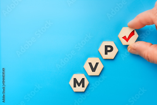 MVP startup product strategy with wooden hexagons