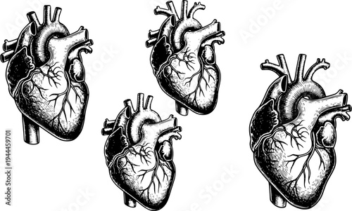 Anatomical human heart. Hand drawn sketch illustration in vintage engraving style
