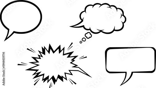 Set of comic speech bubbles. Cartoon vector illustration
