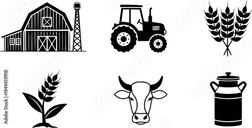 Agriculture, farm industry concept. Farming line icons set vector. Symbols or signs for website and mobile app design
