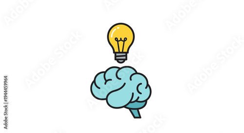Brain with Light Bulb Idea Concept.