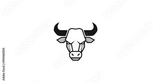 Bull head with large horns drawing.