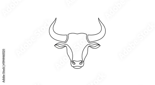 Bull head with large horns drawing.