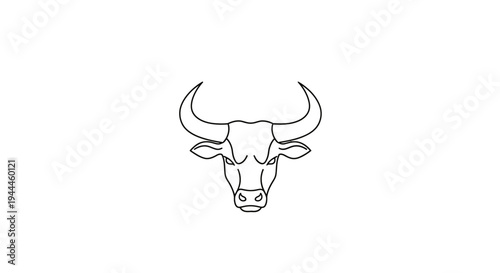 Bull head with large horns drawing.