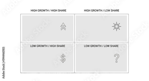 Business Growth Matrix with Icons and Text.