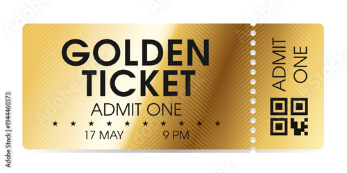 Luxury gold ticket and coupon template vector isolated.