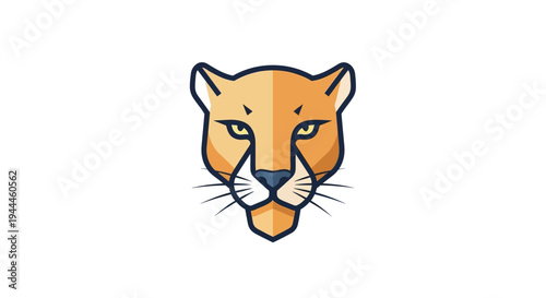 Cartoon mountain lion face closeup.