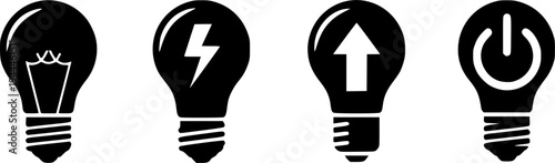 Lightbulb icon set. Light bulb, electricity, energy symbol or label. Vector illustration
