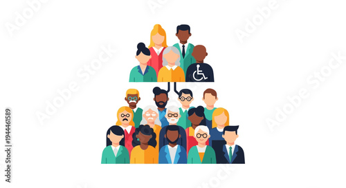 Global Diverse Community: People Connecting, Social Networks & Inclusive Demographics Illustration