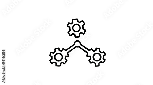 System engineering gears icon illustrating interconnected processes, network structure, and technological workflow management.