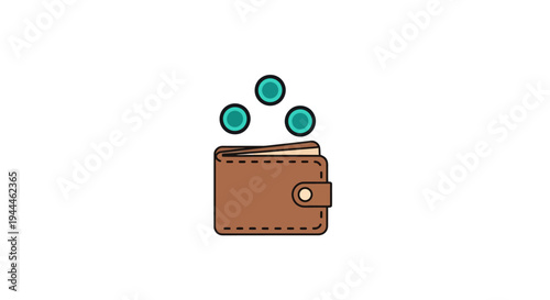 Brown leather wallet with coins.