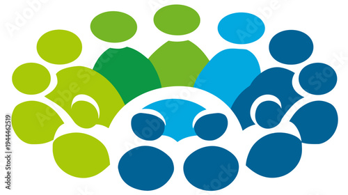 Diverse Stylized People Icon: Teamwork, Community, Collaboration, Social Network, Group Support, Inclusion Graphic