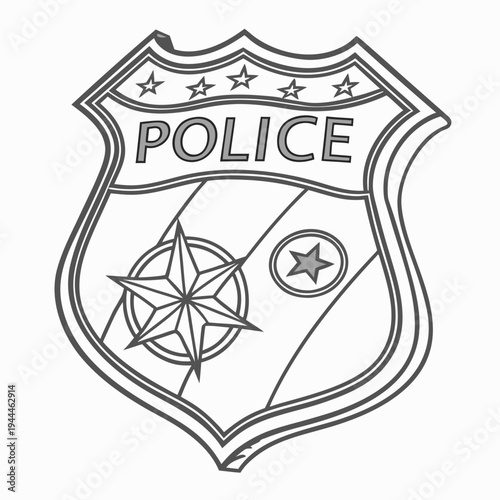 A police badge with a star and a compass